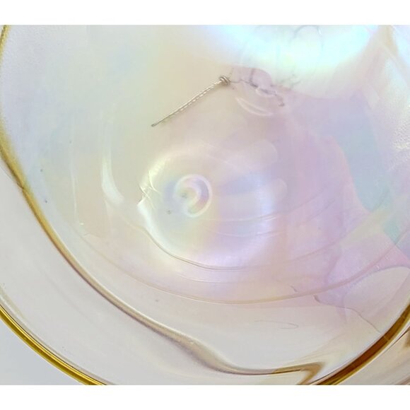 Silvestri Hand Blown Glass Ornament Iridescent Globe With Gold Swirl Christmas - Picture 9 of 12